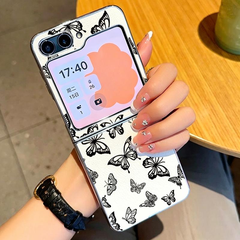 Line Butterfly Pattern Case For Samsung Z Fold 7 6 5 Luxury Hybrid 3in1 Leather Skin Plating Folding Phone Cover For Samsung Z Fold7 Fold6 Fold5