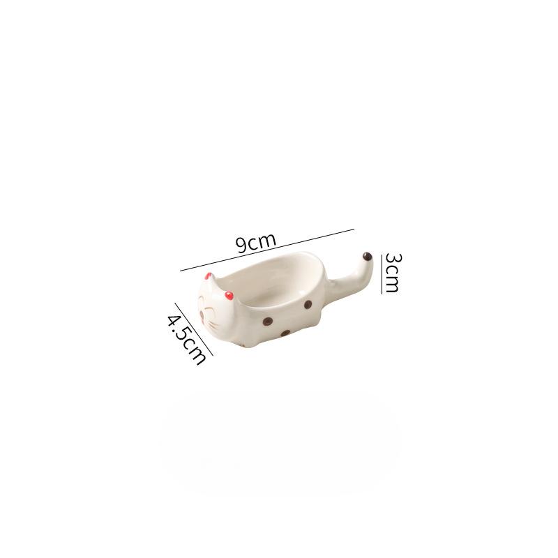 6pcs Set Cartoon Puppy Sauce Dish Household Ceramic Crafts Chopstick Holder Snacks Small Plates Seasoning Dishes Decorative