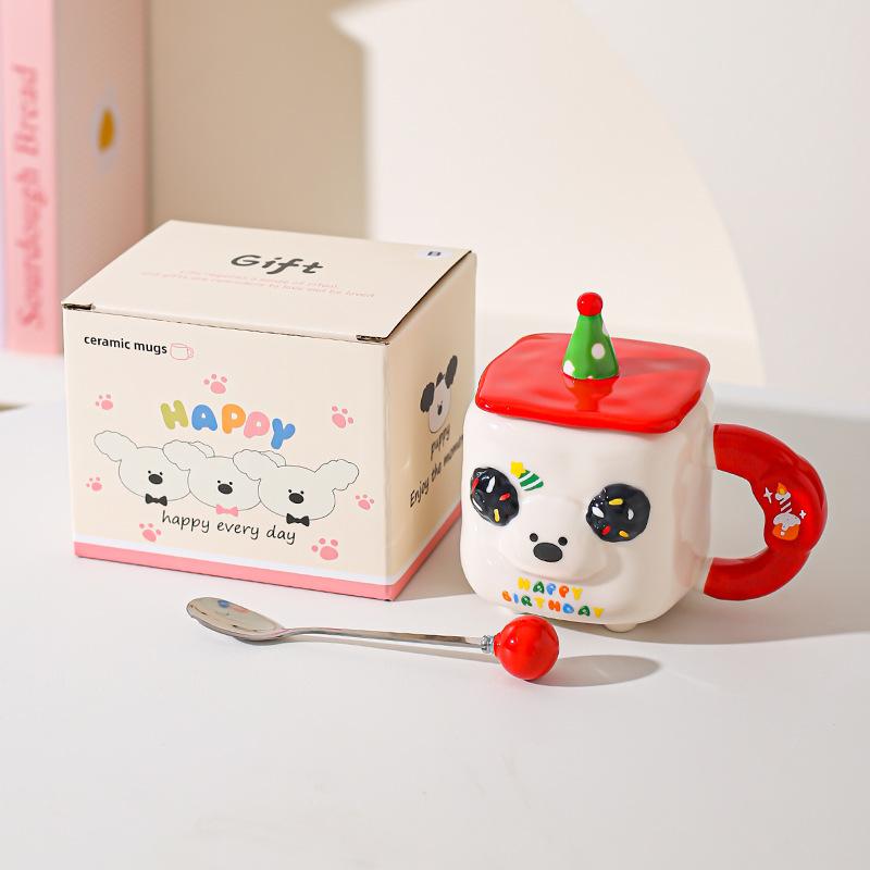 Cute Cartoon Cute Pet Animal Mug Souvenir Birthday Party Cute Ceramic Cup Household Milk Breakfast Cup