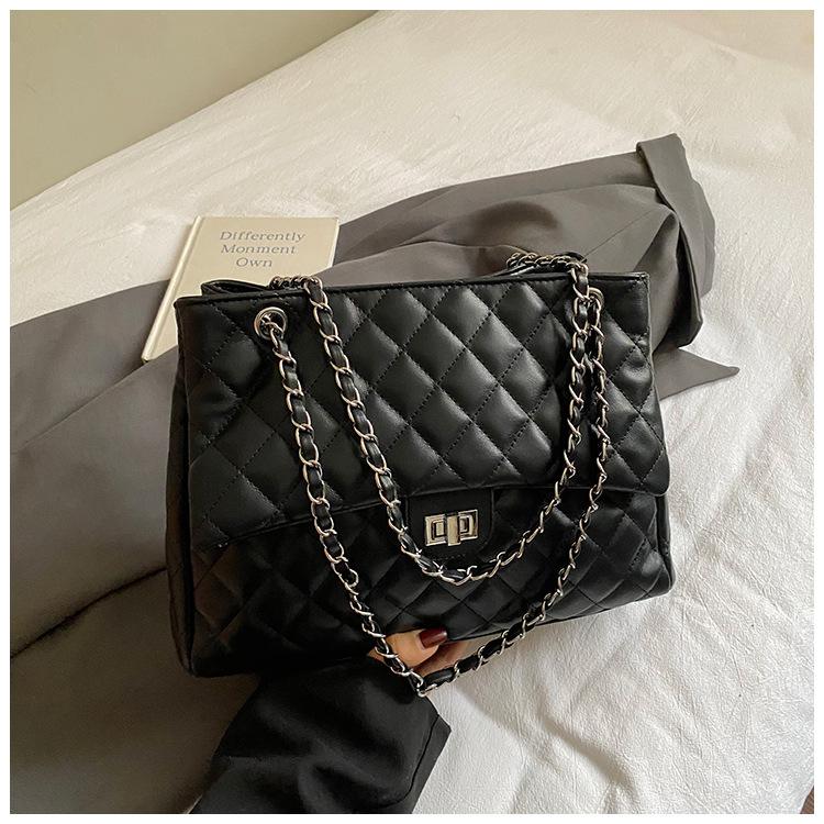 Modna torebka typu commuter z łańcuszkiem w kształcie diamentu, damska, zimowa, nowa torba typu tote, casualowa, prosta torba na ramię