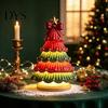 Portable Bedside Decorative Light Lighted Christmas Tree Tabletop Decor, Resin LED Artificial Xmas Ornament Branch with Warm Glow, USB Powered Holiday