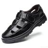 2025 Summer New Men's Shoes Casual Men Sandals Breathable Genuine Leather Toe Shoes Male Hollow Out Comfortable Sandals Homme