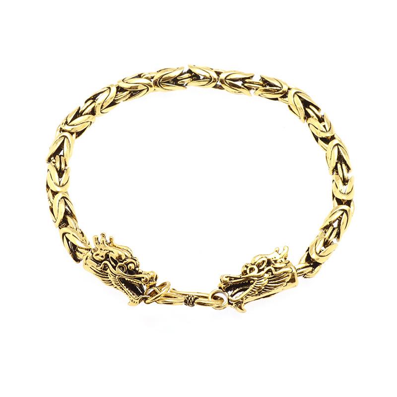 Hot Selling Mens Trendy Retro Domineering Double Head Bracelet Classic Texture Jewelry