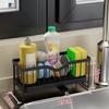 Waterproof Self-Draining Sink Shelf Black/Silver Sink Drain Rack Soap Sponge Holder  Countertop