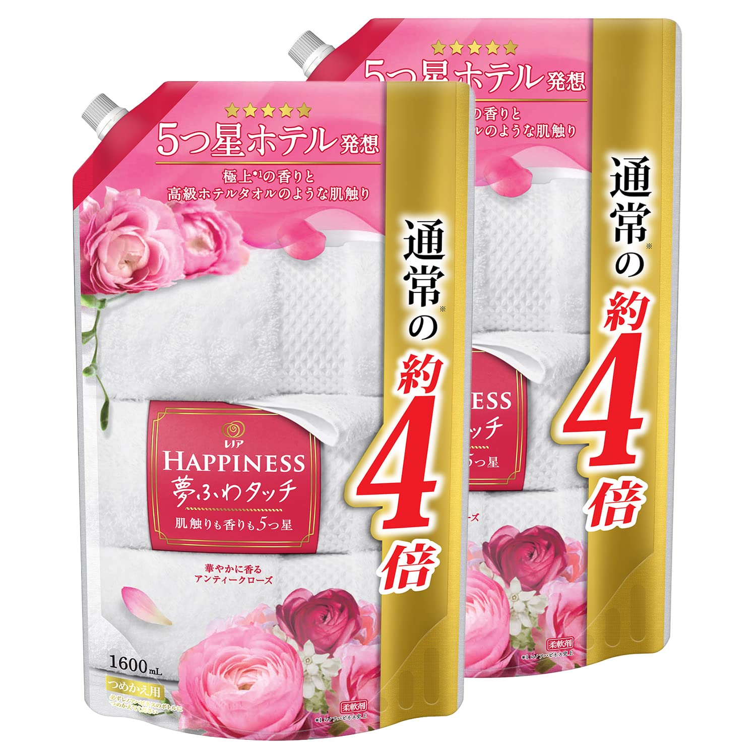 

Lenor Happiness Dreamy Touch Fabric Hotel Gorgeous Antique Rose Large Capacity Approximately 4 Times the Size [Bulk Purchase] Softener, 5-Star