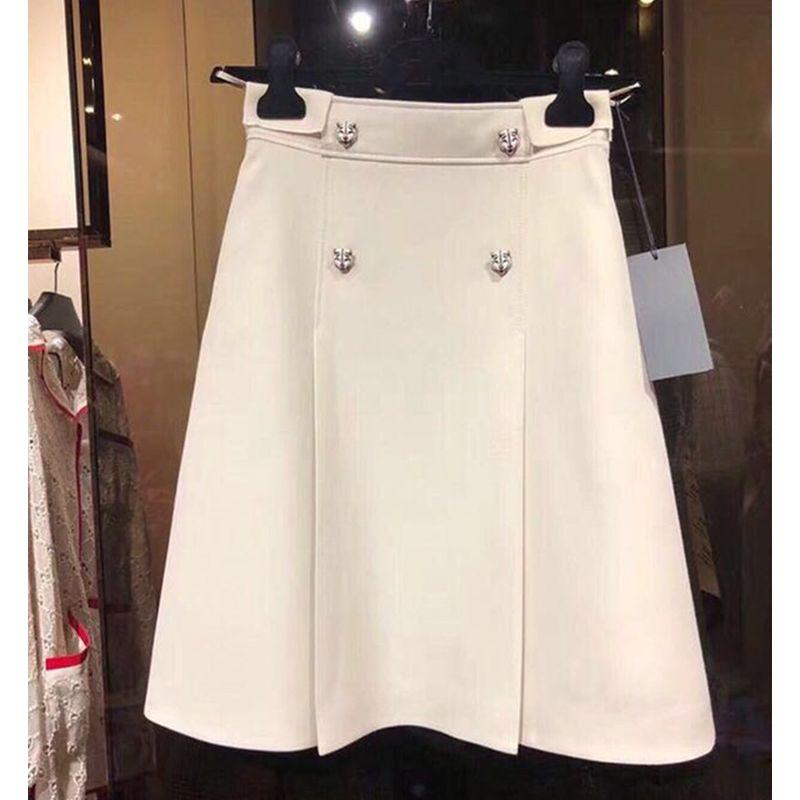 

Модная милая живая юбка с застежкой в виде головы тигра White S