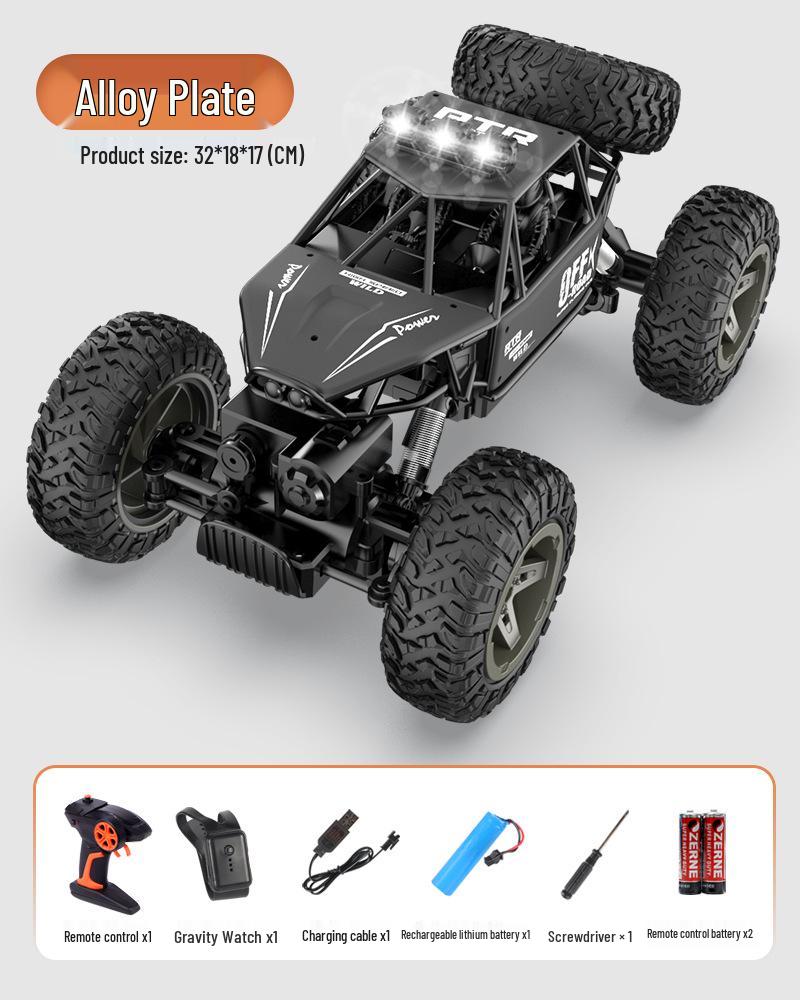 

Високошвидкісна сплавна радіокерована машина для бездоріжжя: Акумуляторний, Керування жестами, Повний привід, Надвеликий для дітей Four Battery Pack - Three Spares