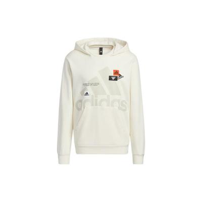 adidas Logo Print Pullover Hoodie With Long Sleeves Men Tops Pink White HN8981