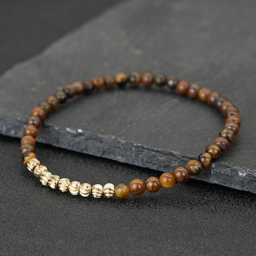 Noter New Men Strand Bracelet Environmentally Friendly Material Lantern Beads 4mm Tiger Eyes Lava Meditation Healing Braslet