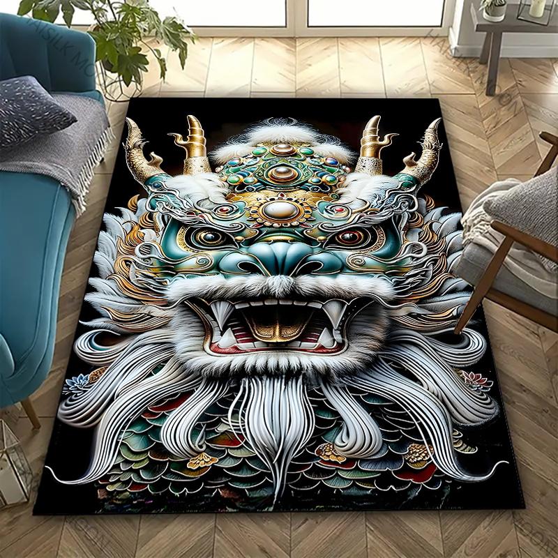 Sacred and Magnificent Oriental Dragon Carpet New Release! Rug for Living Room Bedroom,Office Areas,Durable Machine Washable Mat