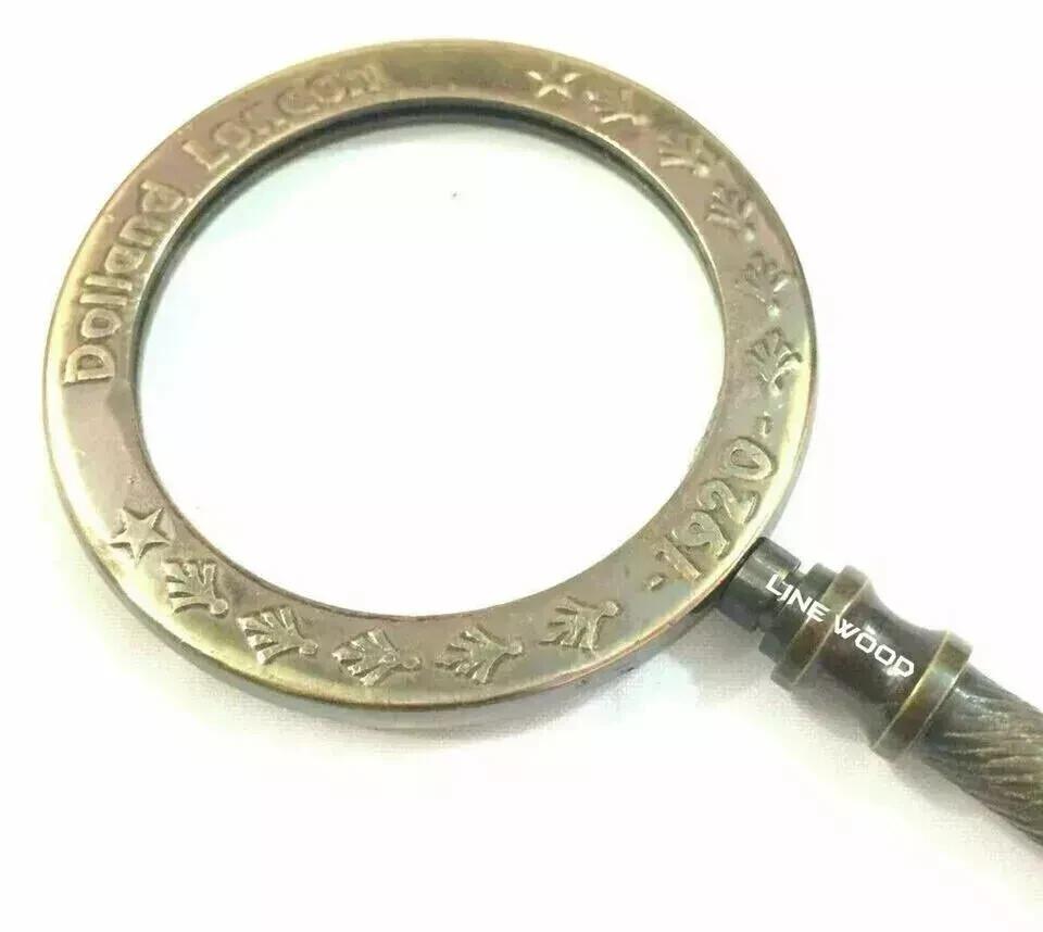 Brass Manifer Magnifying Glass with Leather Storage Case, Handmade Magnifying Lance, Classic Look