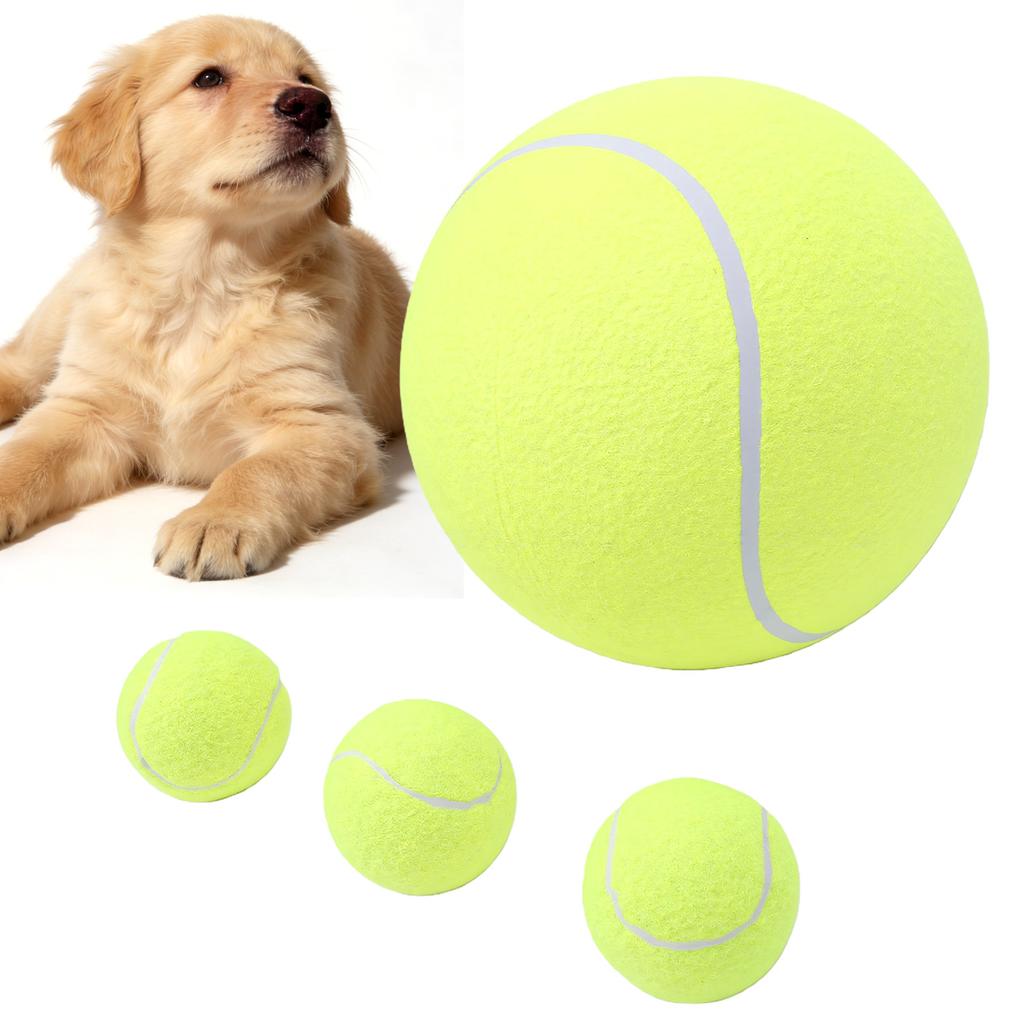 Large Inflatable Dog Tennis   with Pump Extra Large Pet Tennis   Set Bright Yellow Green High     Felt Outdoor Beach Garden Play Toy 