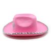 Pink Silver Cowboy Hat Women'S Non-Woven Crown Western Cowboy Hat Jazz Roll Top Hat Ins