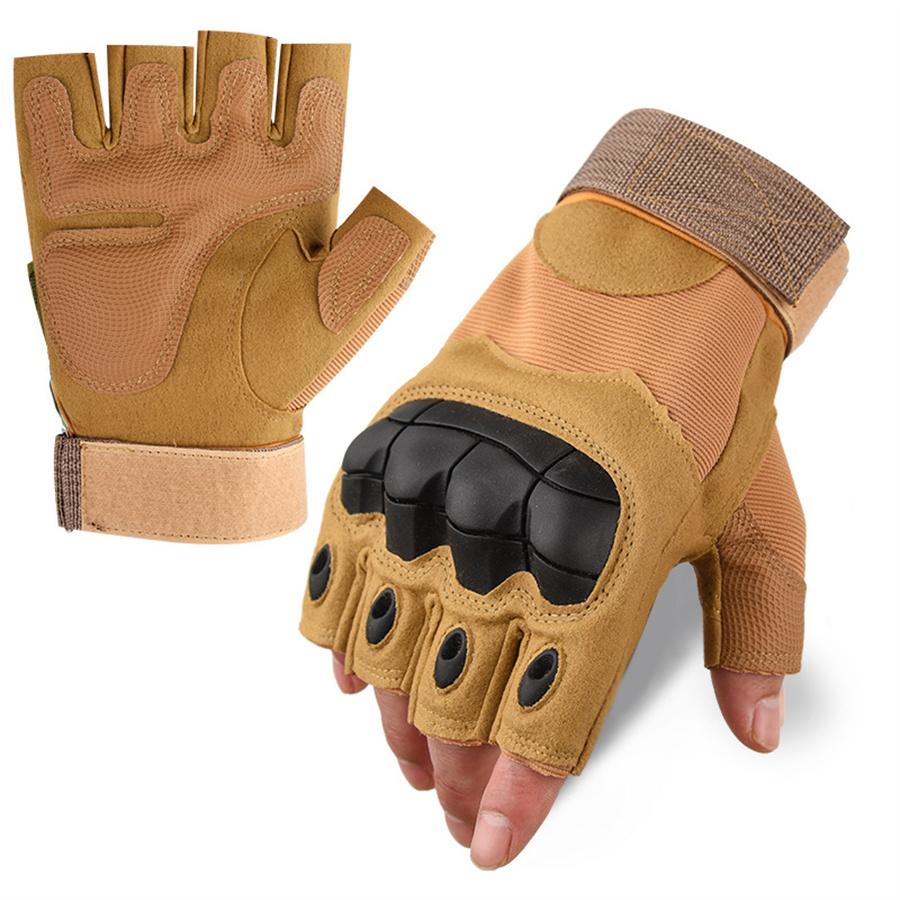 

Tactical Half Finger Gloves Protective for Outdoor Sports Cycling L коричневий