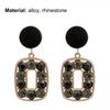 1 Pair Square Unique Drop Ear Stud Geometric-shaped Eye-catching Rhinestone Stud Earrings for Holiday