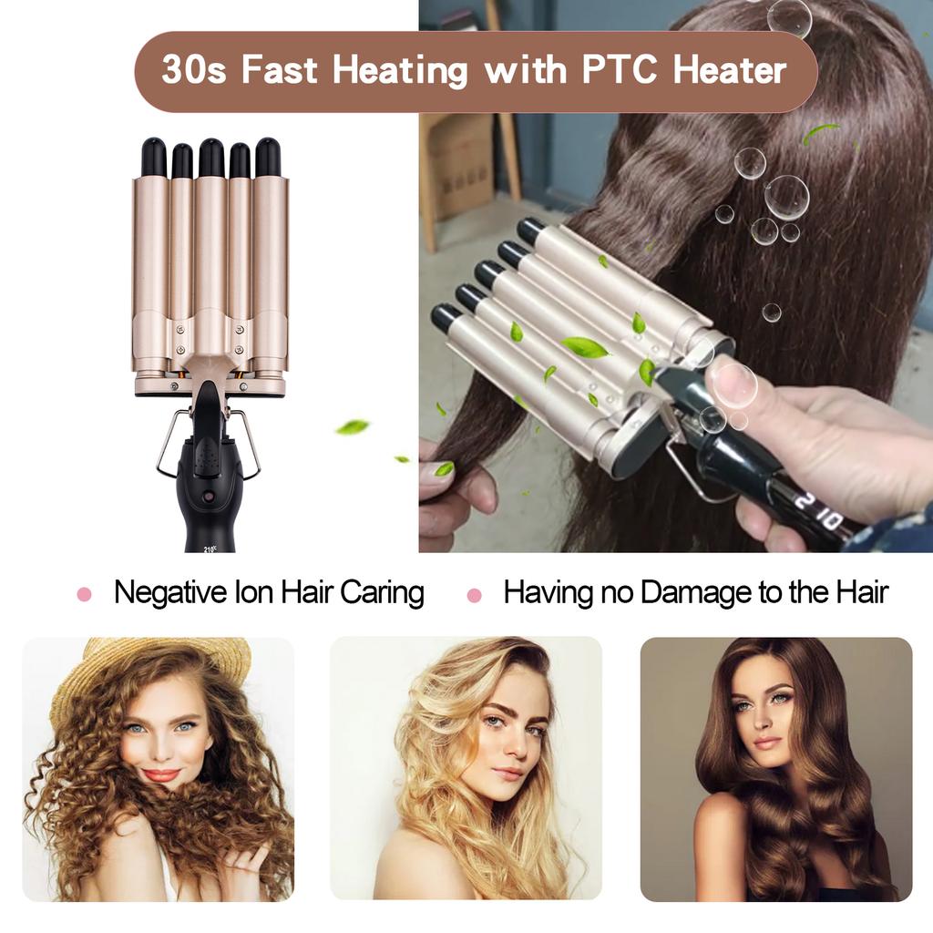 5-Barrel 15mm Egg Roll Hair Curler Hair Curling Iron Hair Waver Hair Crimper Temperature Adjustable