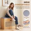 Entry Shoe Bench Bamboo Storage Bench With Cushioned Seat Rattan Door And Adjustable Shelf Natural Wood