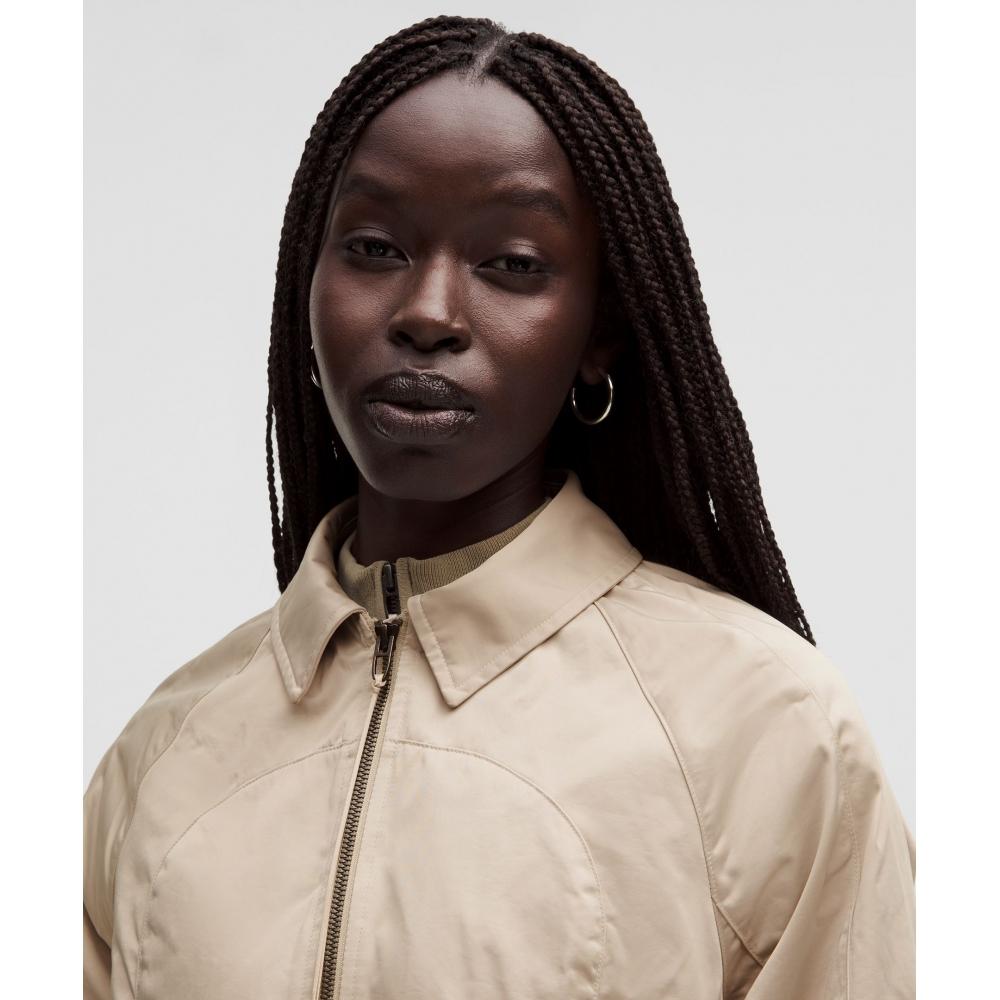 Lululemon Taffeta Removable Hood Long Jacket  Slnsh Collection Mojave Tan