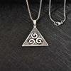 Vintage Stainless Steel Triangle Pendant Viking Celtic Knot Necklace Jewelry