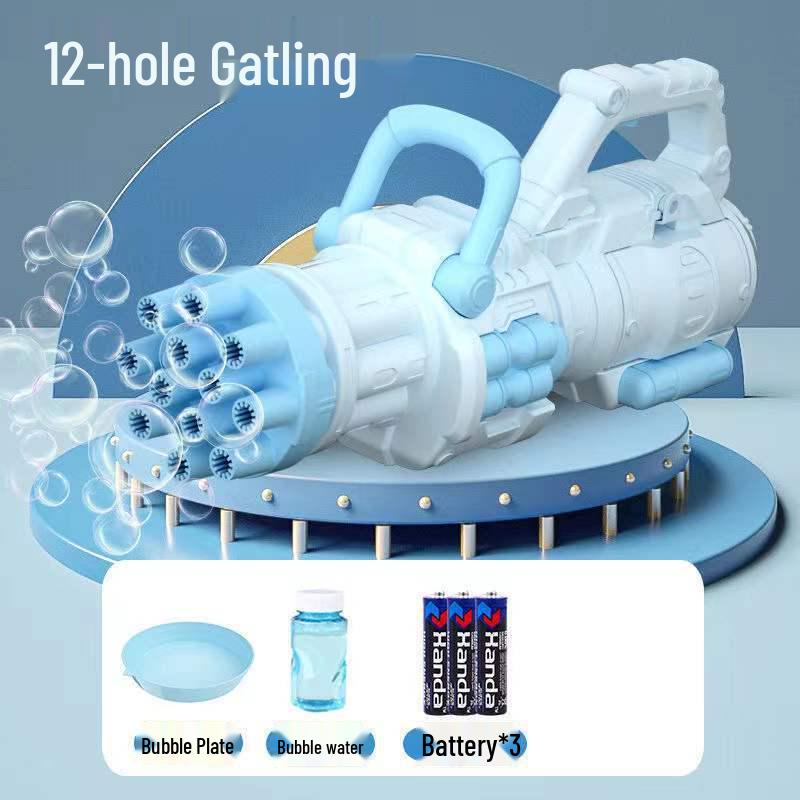 Cross 29-Hole Airplane Bubble Machine Kids' Toy - Multi-Hole Gatling Bubble Gun with Lights