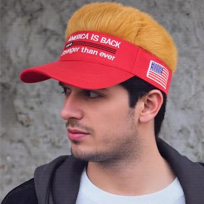 Wig Baseball Cap Embroidered Duckbill Cap Sun Protection Sunshade Hat for Men and Women with Wide Brim