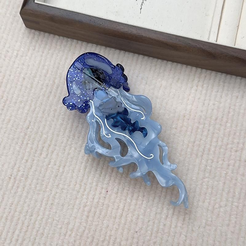 

Durable Shark Jellyfish Hair Clip Acetate Summer Beach Hair Claw Marine Life Colorful Hair Accessories Women Girls синий