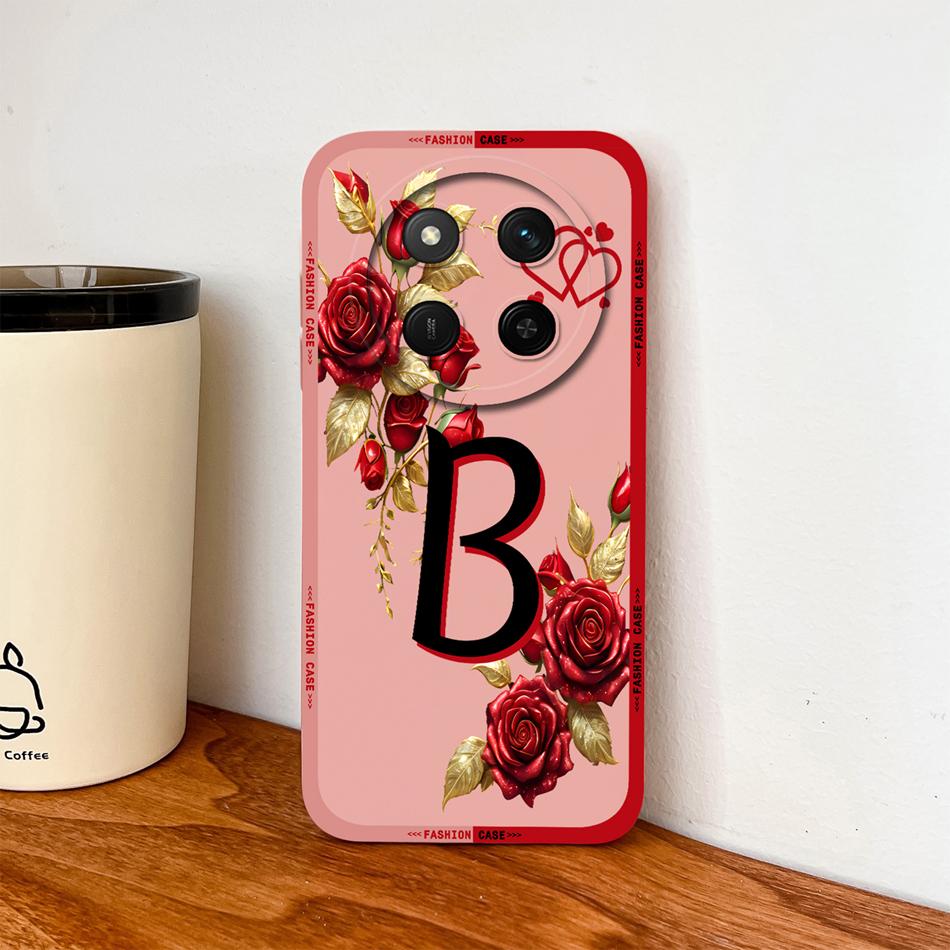 For Honor Magic 7 Lite Case For Magic 8 Lite Rose Letters Soft Phone Back Cover For Magic7 Magic8 Lite Liquid Silicone Fundas