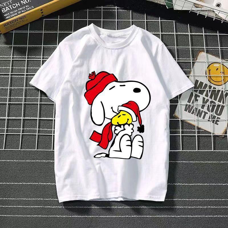 Funny Summer Fashion Snoopy Cartoon Printed Men's and Women's T-Shirts High Quality Cotton Casual Sports Short Sleeves Tops