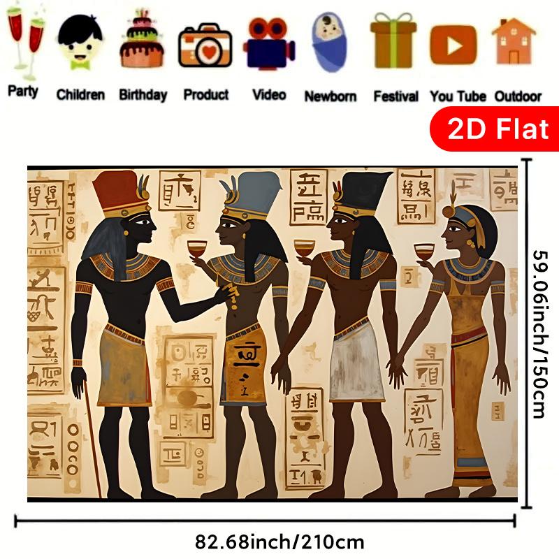 2D Flat Design 1-piece Ancient Egyptian Figure Mural Suitable for Birthdays Weddings and Dance Parties.