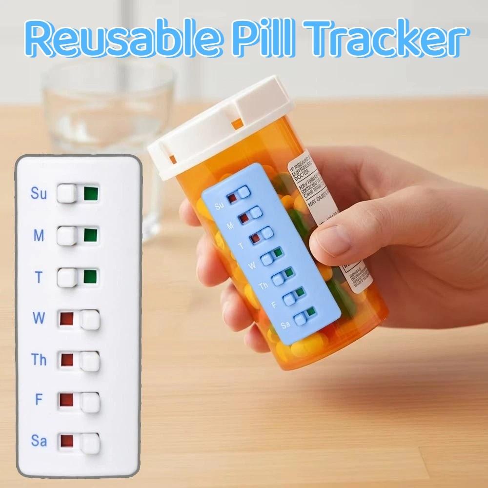 Curved-Back Reusable Pill Tracker Color-Coded Indicators Creative Pill Reminder Elderly Friendly Portable Medicine Tracker