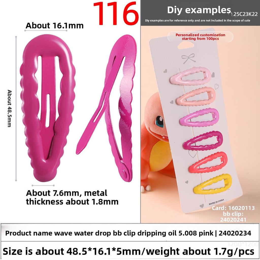 1PC Cute Wavy Hair Clips Oil-dripping Candy-colored BB ClipsChildren's Water Drop Clips Broken Hair Side Clips Accessories