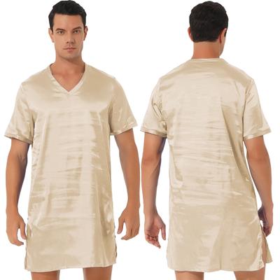 Pohodlné a měkké pánské letní noční košile s krátkým rukávem Sleepwear Home Wear Pyžamo
