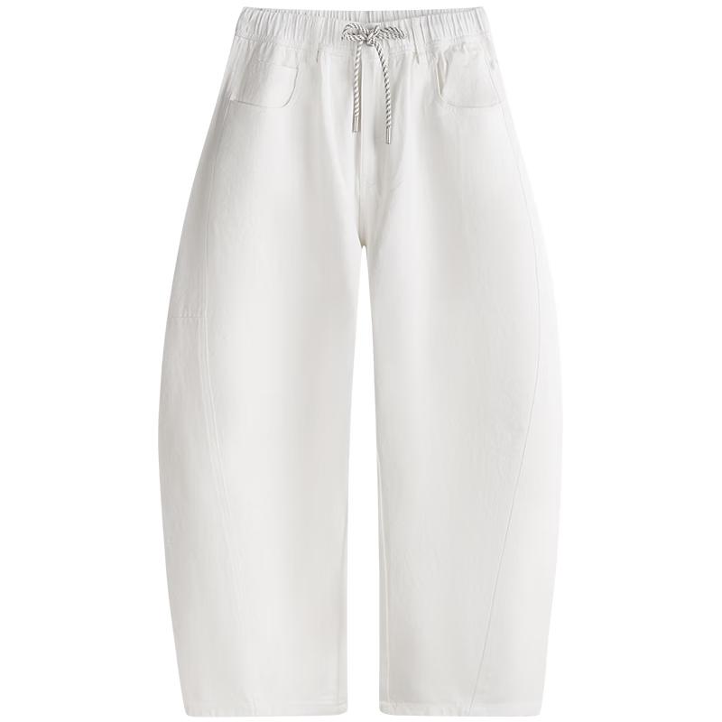 

NVG·YOUNG Loose Fit Pure Cotton Curved Leg Drawstring Jeans 2XL