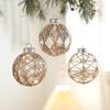 8CM Clear Bauble Christmas Tree Ball Gold Glitter Painted Christmas Hanging Ball  Festive