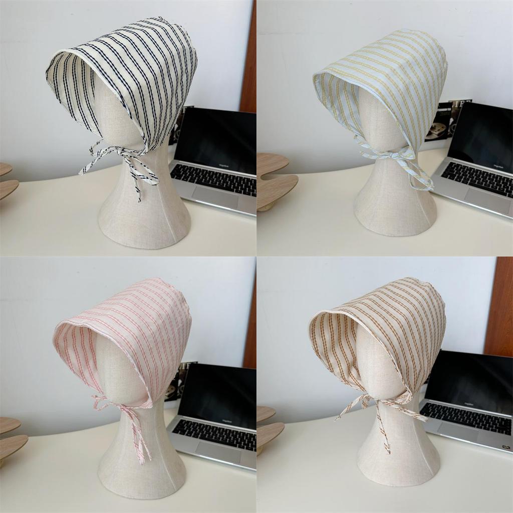 Summer Womens New French Style Wide Brim Bucket Hat With Elegant Stripes And Sun Protection