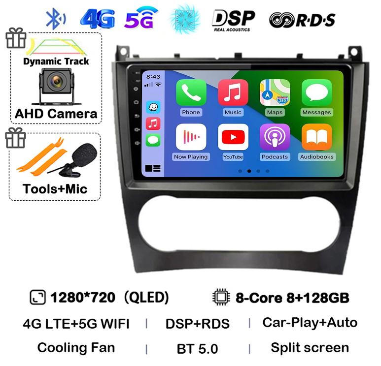 Android 14 Carplay Auto Car Radio For Benz W203 W209 C180 C200 C220 C230 Video Multimediale Player Auto Autoradio GPS 360 Camera