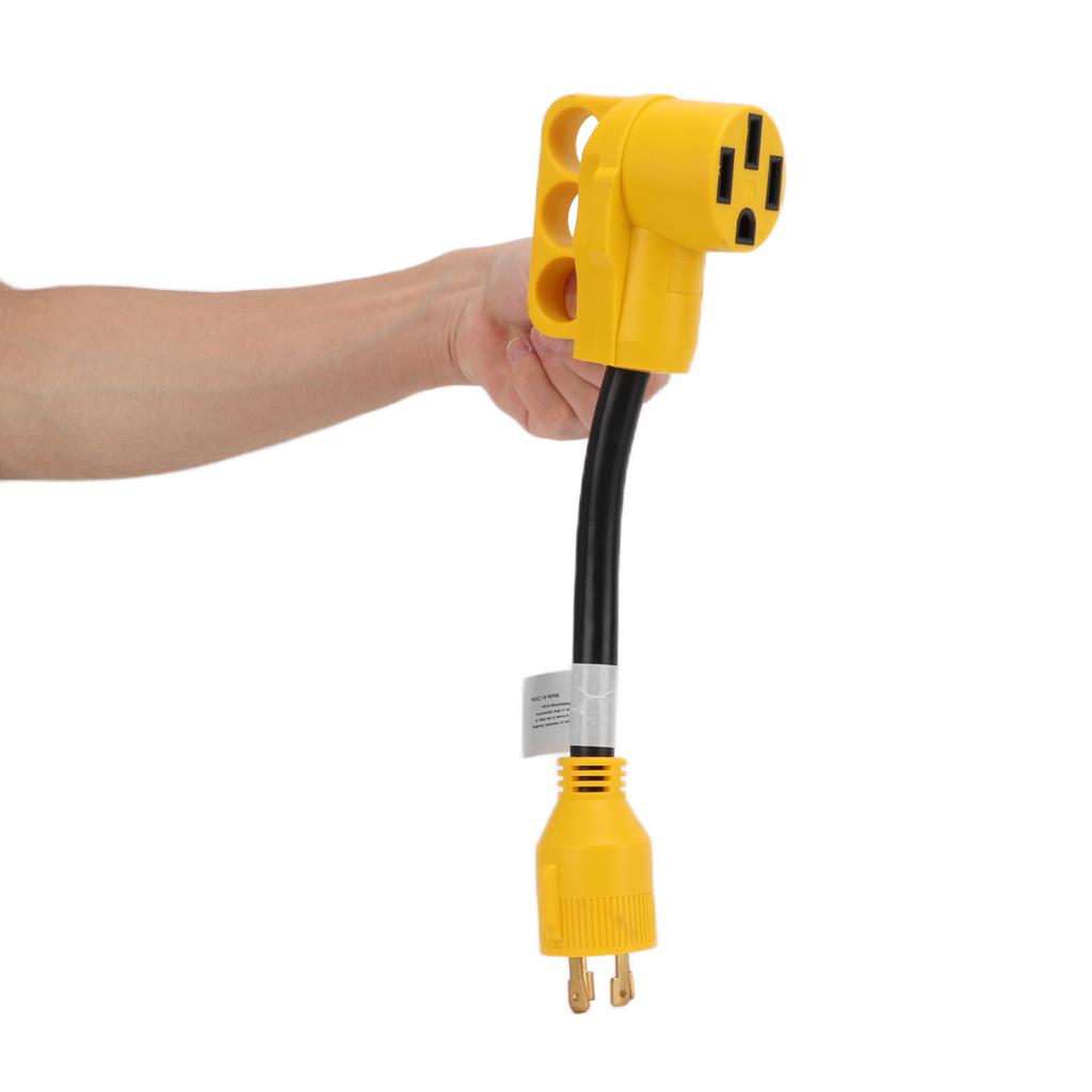 RV Generator Adapter with Grip Handle 30 Amp 4 Prong Locking Male Plug To 50 Amp Female Connector Fo