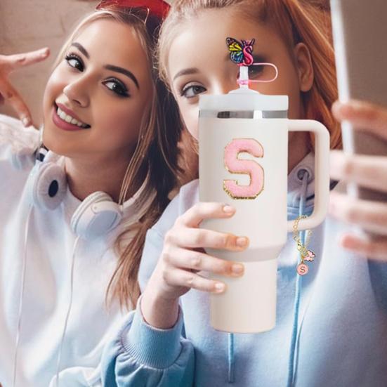 9Pcs Cup Accessories Set for 30oz 40oz Cup Personalize Your Tumbler with Silicone Straw Caps Letter Pendants