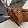 Einfache Wildleder Crossbody Tasche Reißverschluss Weiche Umhängetasche Pendeltasche Pendeln