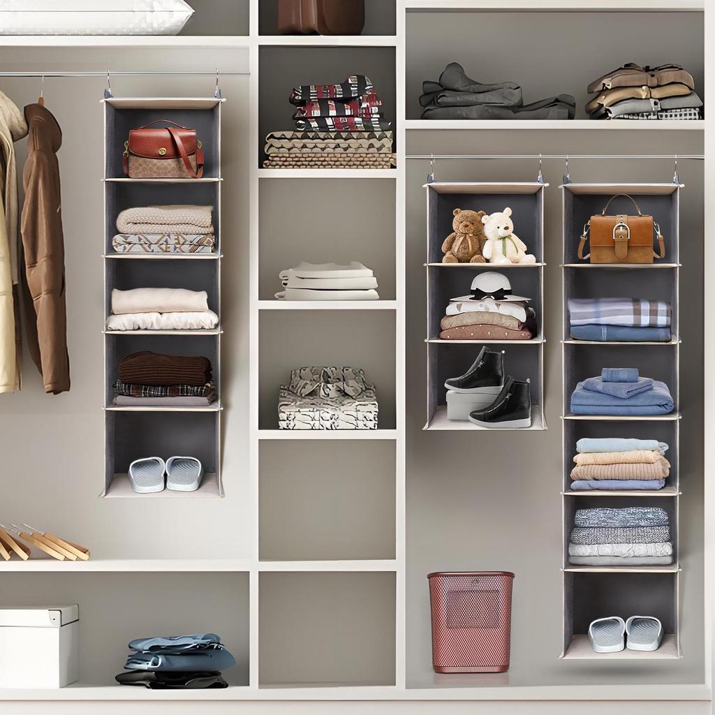 Multi-layer Foldable Non-woven Hanging Storage Bag for Wardrobe
