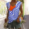 New Women T-shirt Flower Style 3d Tank Tops Stripe Camisole Women Fashion V-Neck Short Sleeve T shirt Lady Top Tees Female Vest
