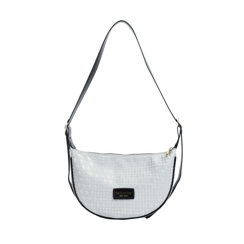 

Текстурована картата жіноча сумка з контрастним кольоровим поєднанням 2024 нова у закордонному стилі повсякденна ins сумка-месенджер модна сумка-пельмень на одне плече срібний