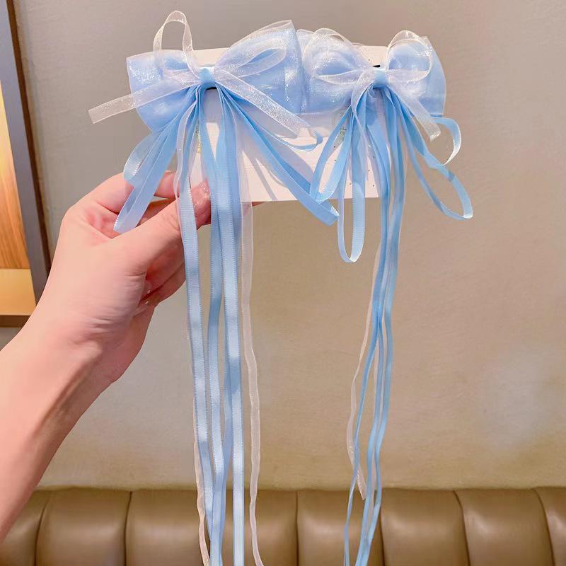 New Chinese-Style Ribbon Bow Hair Clip for Girls - Hanfu Tassel Braided Headwear Accessory