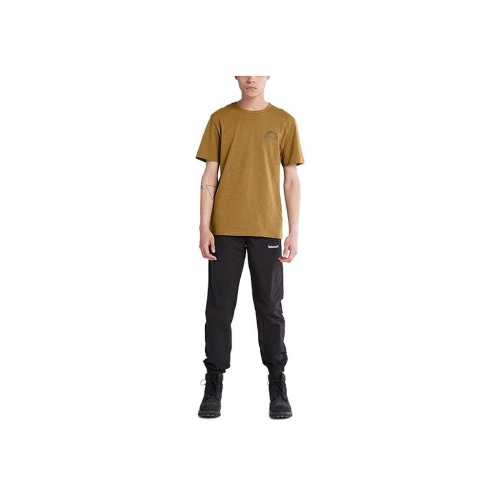 Timberland Back Letter Pattern Printed American Vintage Crew Neck Short Sleeve T-Shirt Men Tops Wheat A27DK-P47