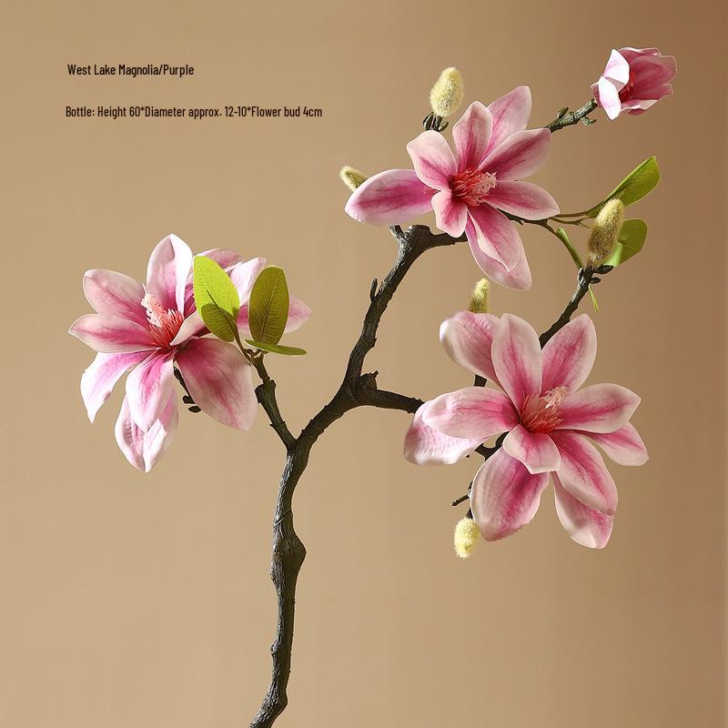 High-End Artificial Silk Magnolia Flower Arrangement - Classical, Elegant Dried Flower Set for Home Decor