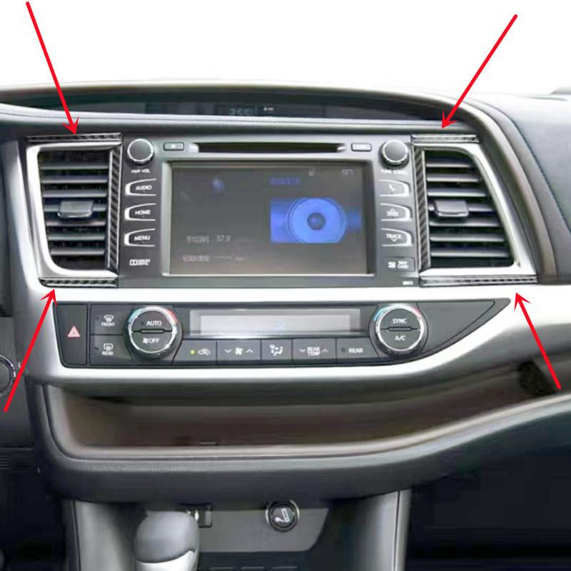 Carbon Fiber Stickers Car Center Console Panel Decorative Cover Trim Strips For Toyota Highlander Car Interior
