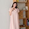 SHop   Women Round Cap Sleeve H Line Loose Fit Long Dress Indie Pink Ara Wdr 319
