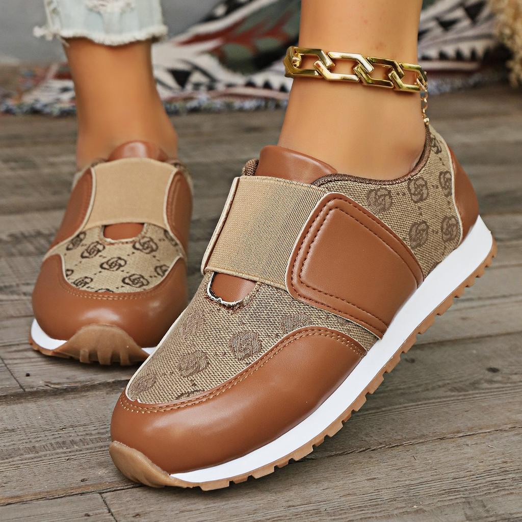 Sports style casual shoes women's autumn new large size round head color matching flat-soled single shoes