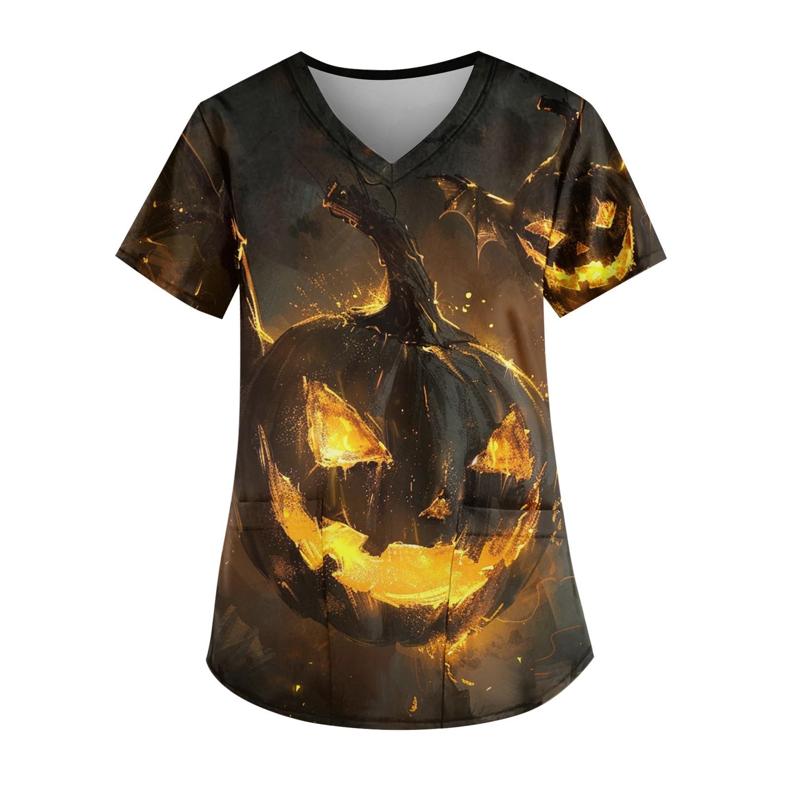 

Женская модная футболка с короткими рукавами и v-образным вырезом с пасхальным принтом, маленькая рабочая футболка с карманами XL золотой