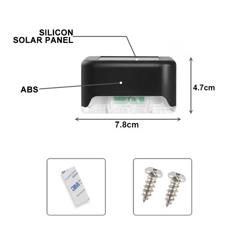 4 Pack Solar Deck Lights Outdoor Waterproof LED Fence Lights Garden Step Lamp for Patio Stairs Railing Pathway Step Solar Lamp
